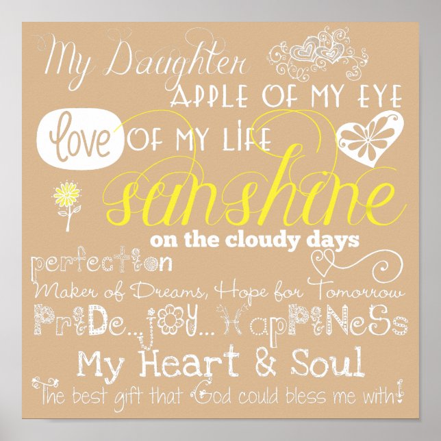 Beige My Filha Love and Inspiration Poster (Frente)