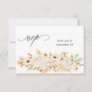 Beige & Orange Floral w RSVP de Refeições