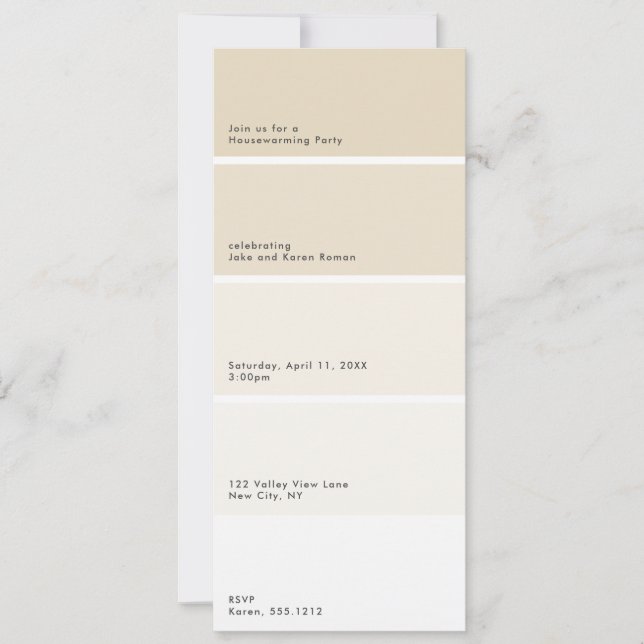 Beige Paint Chip Housewarming Party Invitation (Frente)