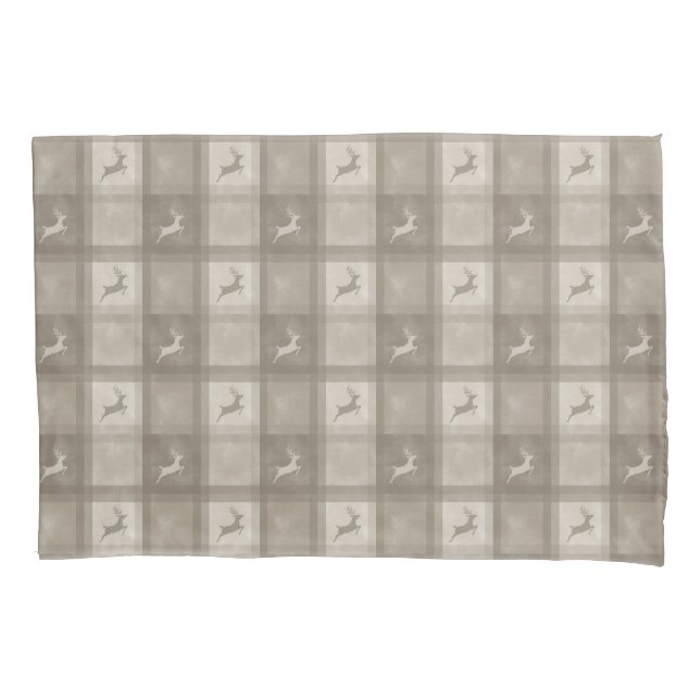 Beige Plaid And Deer Lovely Christmas Pattern (Frente)