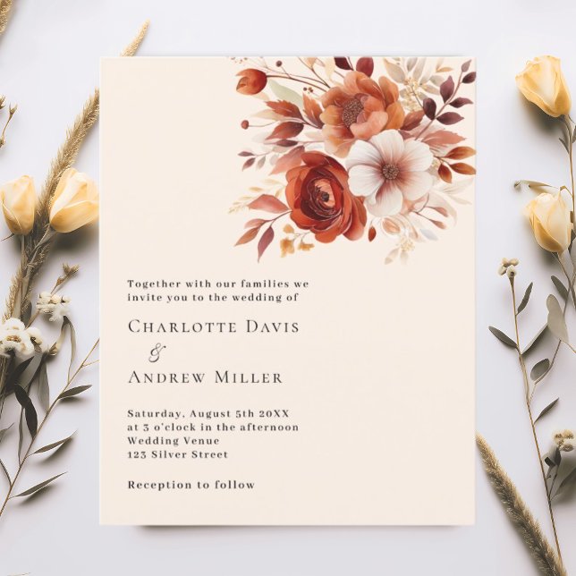 Beige queimou laranja, convite para casamento (Criador carregado)