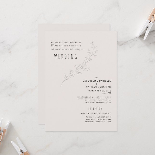 Beige Serenity Ambos Parentes 2 Convite De Local (Frente/Verso In Situ)