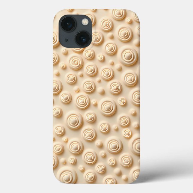 Beige Spiral Pattern iPhone Case Aesthetic Style (Verso)