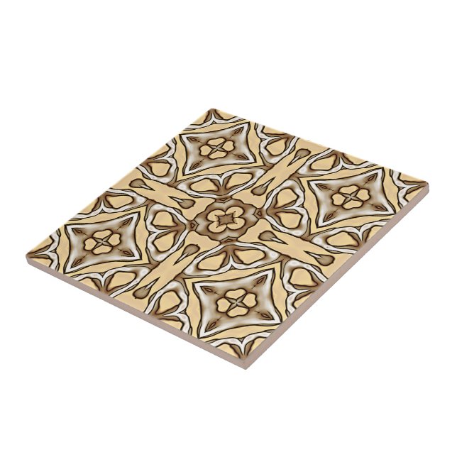 Beige Tan Brown Taupe Ivory Tribe Art (Lateral)