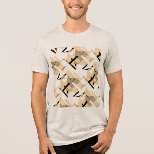Beige Taupe Black Shapes Large Azulejo Art Abstrat