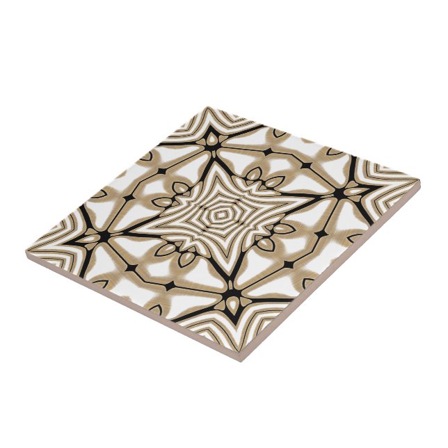 Beige Taupe Brown Black White Tribe Art (Lateral)
