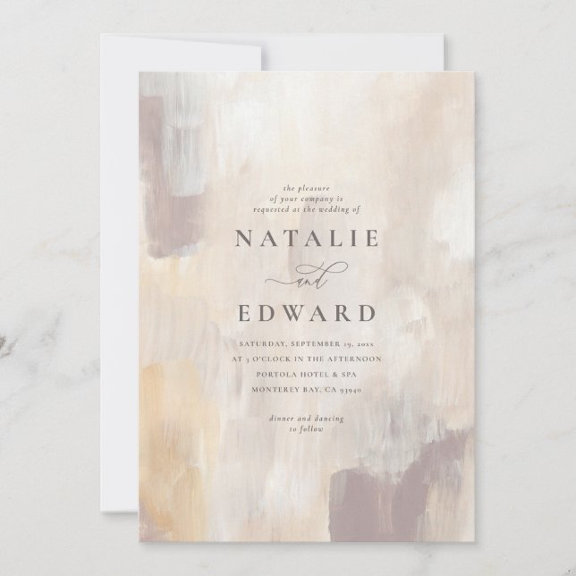 Beige texturizado pintado e casamento elegante com (Frente)