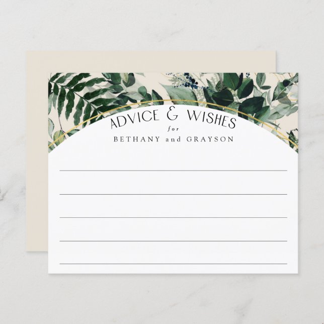 Beige watercolor Greenery Foliage aviso de casamen (Frente/Verso)