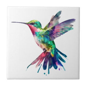 Beija-flor Colorido Elegante Aquarela