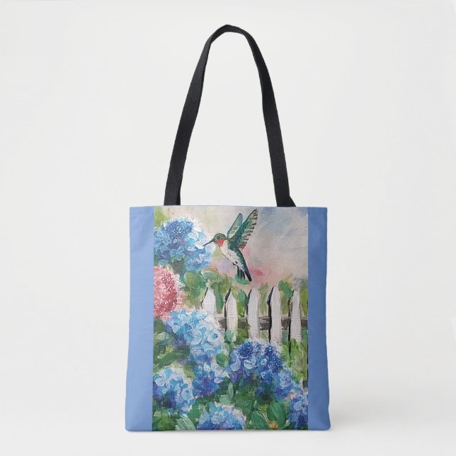 beija-flor e flores Tote Bags (Frente)