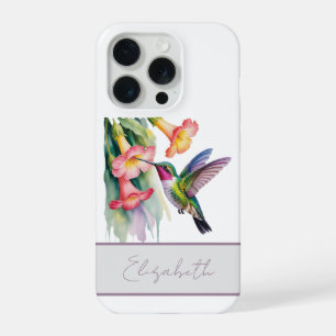 Beija-flor em Aquarela com Flores