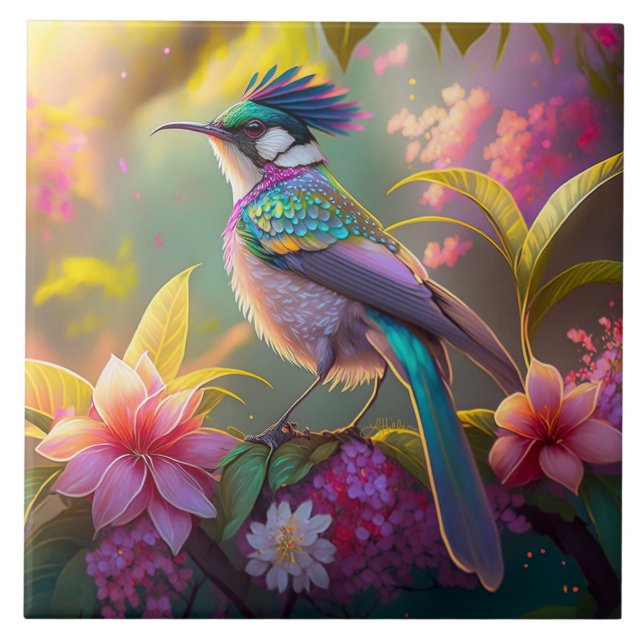 Beija-flor Fantasia com Asas de Arco-íris e Crista (Frente)