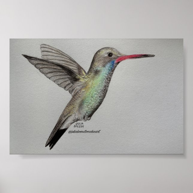 Beija-flor Iridescente | Impressão de Arte em Dese (Frente)