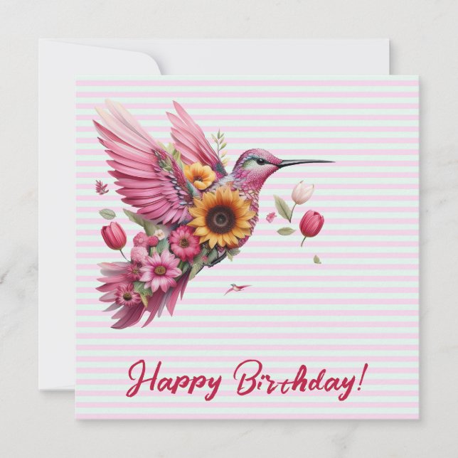 Beija-flor voando Feliz Aniversário (Frente)