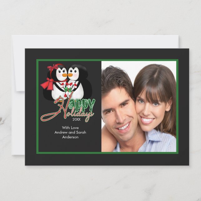 Beijando o cartão com fotos liso do pinguim boas (Frente)