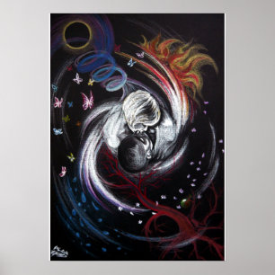 Beijando o impressão surreal do poster da arte do