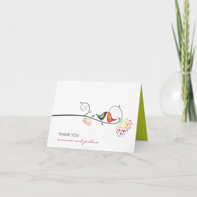 Beijar Pássaros De Verão Casamento Obrigado Cartão (Frente)