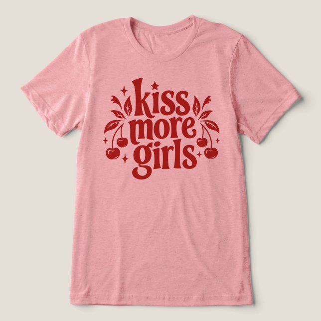 Beije Mais Garotas Tipografia Cereja Retro (Design frontal)