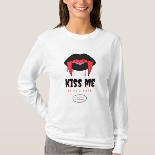 Beije Me Camiseta de Halloween Dracula Lábios de V
