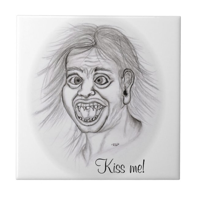 Beije-me! Design de desenho de lápis preto e branc (Frente)