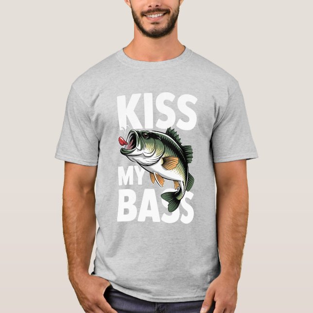 Beije Minha Bass Engraçada Camisa De Pesca (Frente)