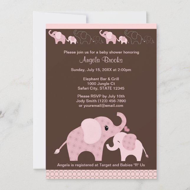 Beijo CE-P de convite ao Chá de fraldas ELEPHANT R (Frente)