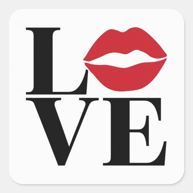 Beijo de Amor: Edição de Lábios Vermelhos Adesivo (Frente)