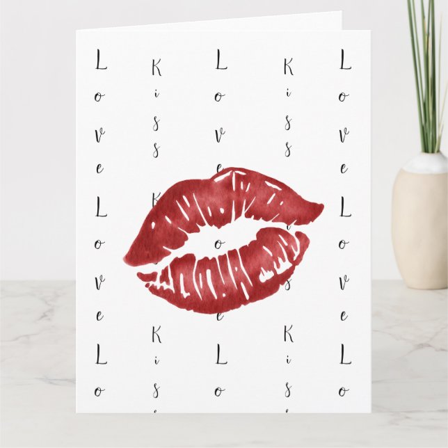 Beijo de batom vermelho Cartão postal (Frente)