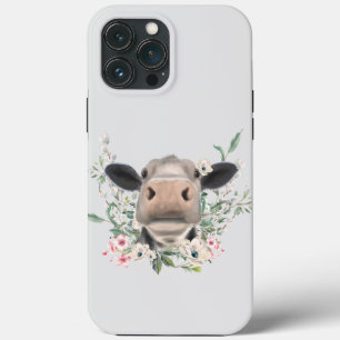 beijo de nariz de vaca flores aquarela cinza anima