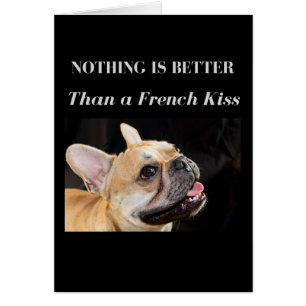 Beijo do francês do cartão do buldogue francês