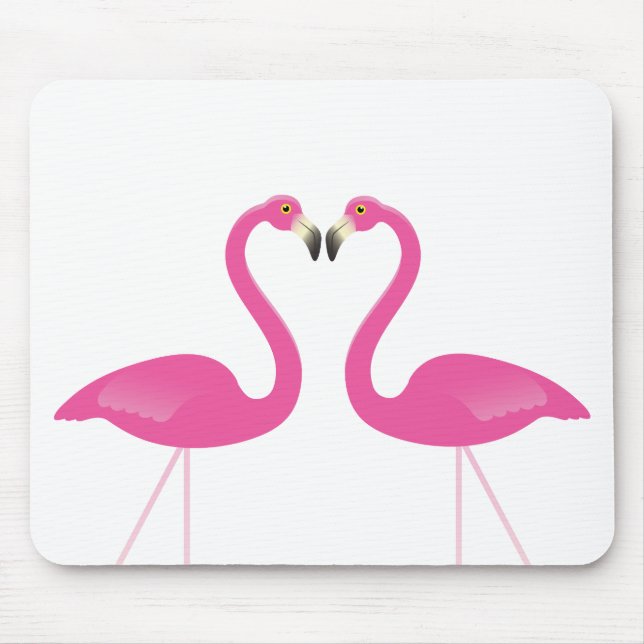 Beijo Rosa Flamingos Mousepad (Frente)