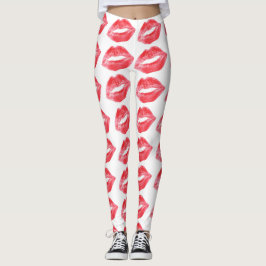 Beijos de batom leggings calças de ioga