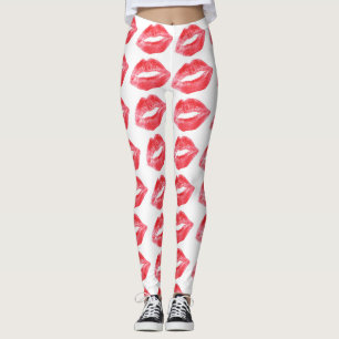 Beijos de batom leggings calças de ioga