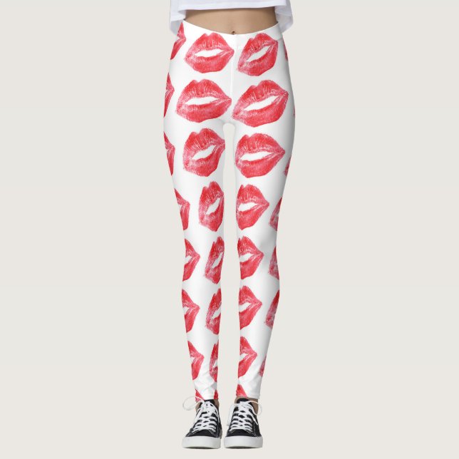 Beijos de batom leggings calças de ioga (Frente)