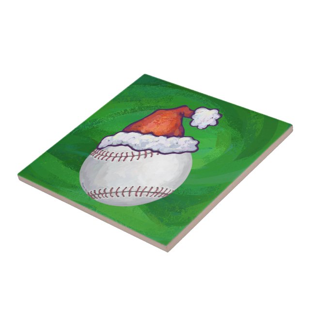 Beisebol em Santa Hat em verde (Lateral)