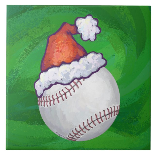Beisebol em Santa Hat em verde (Frente)