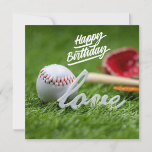 Beisebol Feliz Aniversário com bola de grama verde