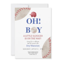 Beisebol Oh, garoto chá de fraldas convite