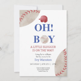 Beisebol Oh, garoto chá de fraldas convite