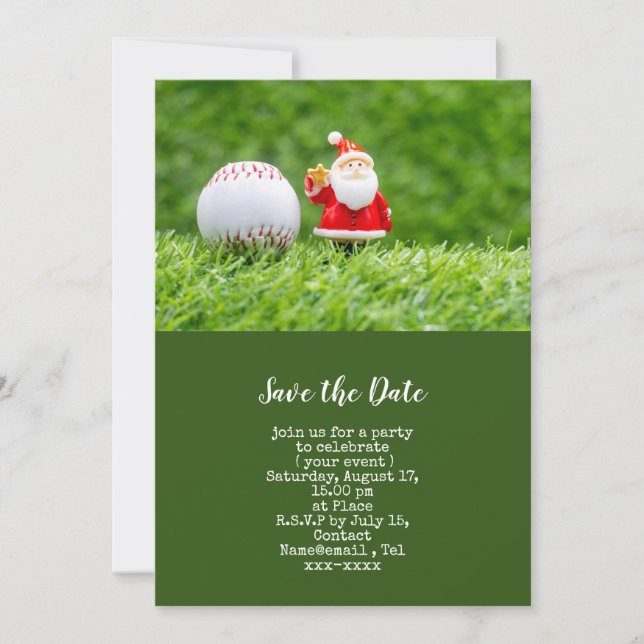 Beisebol salve a data Convite de Natal (Frente)