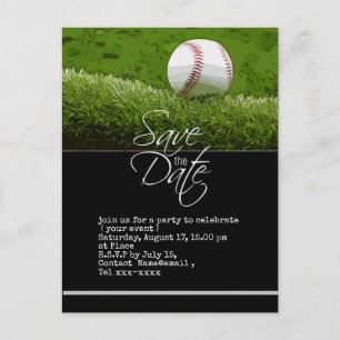 Beisebol salve a data no cartão postal verde