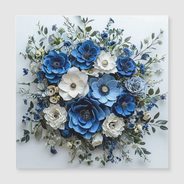 Bela Arranjo Floral Azul e Branco (Frente)