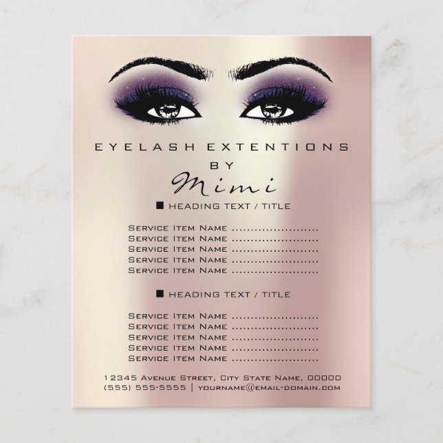 Bela Artista Makeup Salon Lashes Flyer Link Viole (Frente)