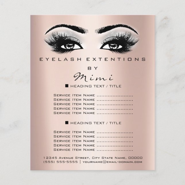 Bela Artista Makeup Salon Lashes Flyer Rosa Cinza (Frente)