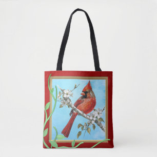 Bela ave Cardinal em um Saco de Tote