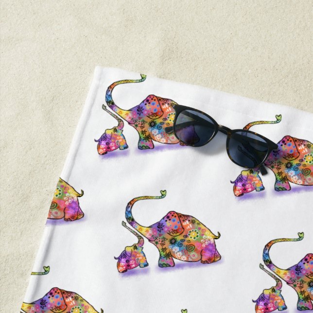 Bela Bebê e Mamãe Elefantes Praia Toalha (In Situ)