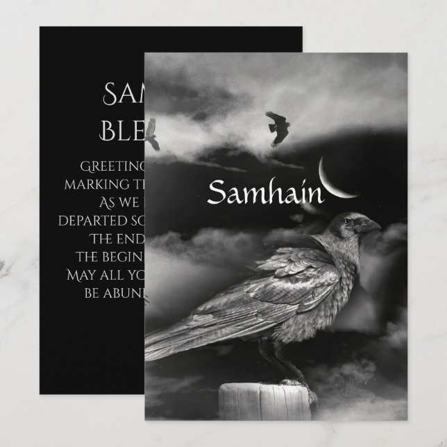 Bela Bênção de Samhain Lua Corvo Corvos (Frente/Verso)