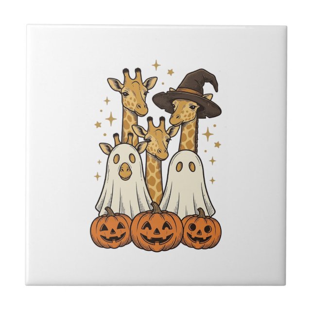 Bela Camisa de Halloween Girafa Fantasma Abóbora D (Frente)