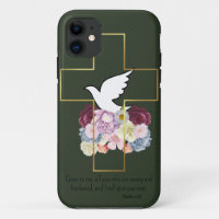 Bela Capinha Verde Escuro para Celular com Bênçãos