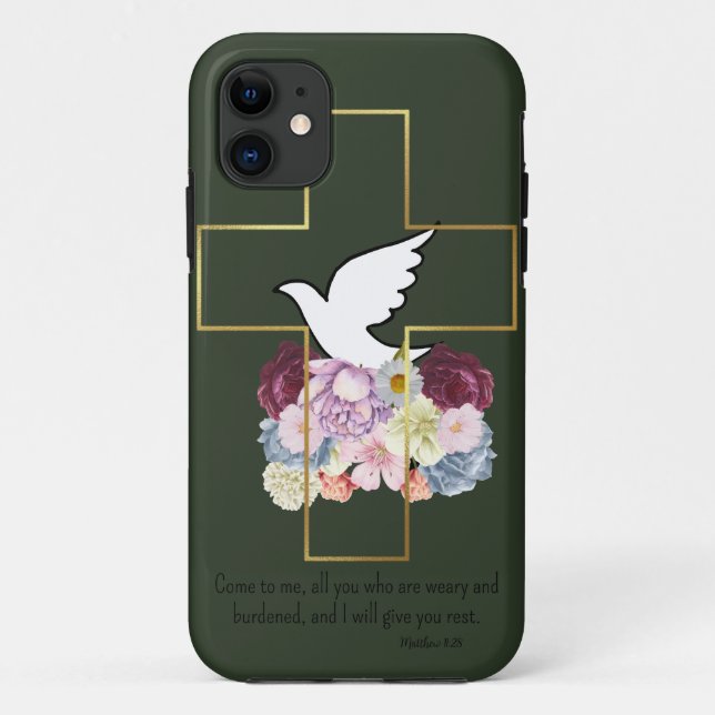 Bela Capinha Verde Escuro para Celular com Bênçãos (Verso)